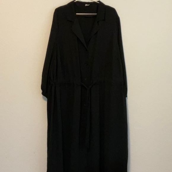 ASOS Button Down Long Sleeve Dress Black Size 24 - Picture 2 of 11